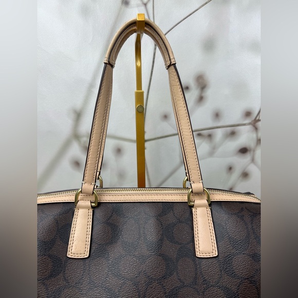 Coach Signature Stripe Red and White Center Stripe Nancy Satchel - Picture 3 of 14